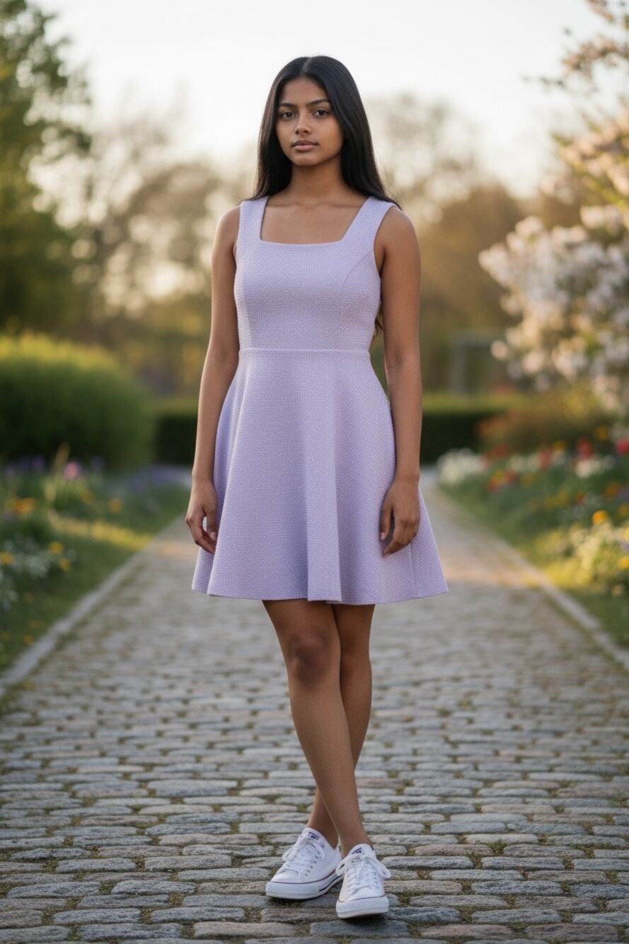 One Gram Lavender Lilac Purple Tweed Skater Dress Size Small